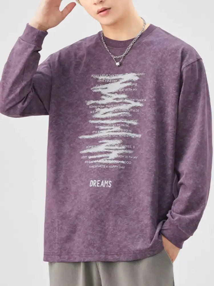 Men’s Plus Size Casual Graphic Long Sleeve T-Shirt
