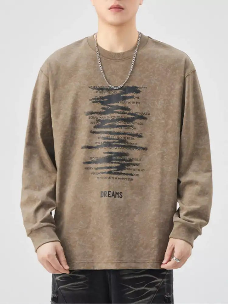 Men’s Plus Size Casual Graphic Long Sleeve T-Shirt