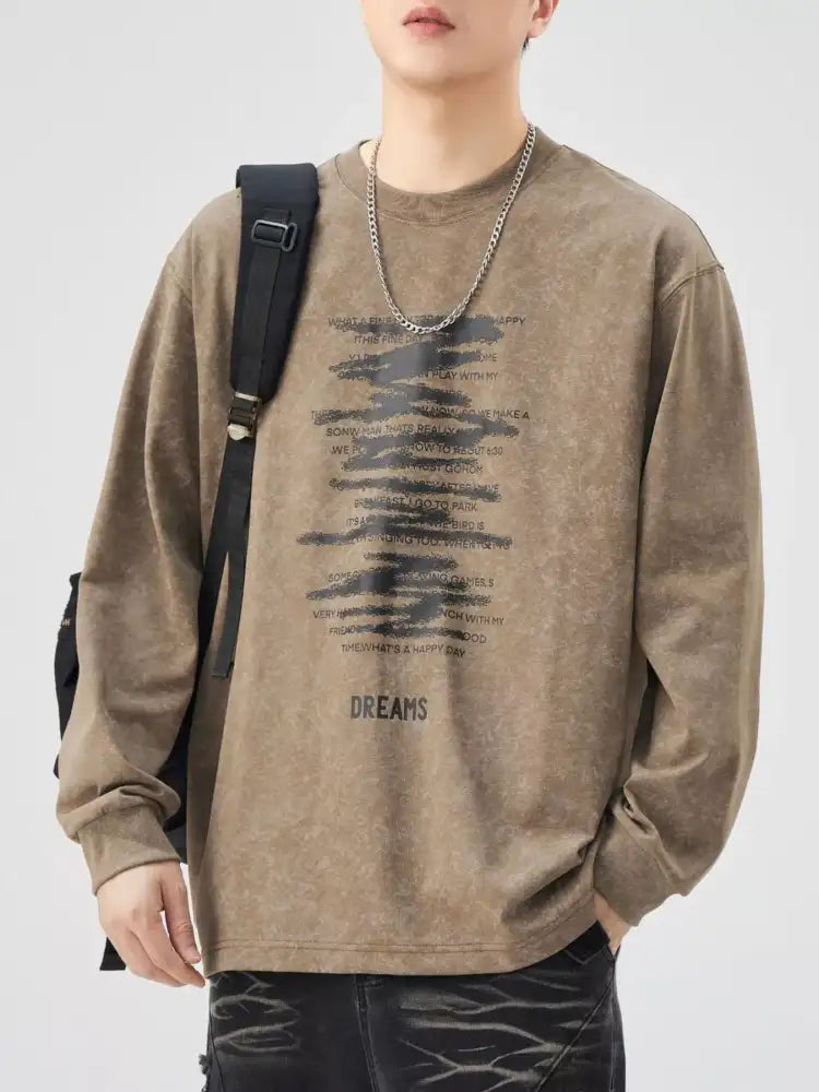 Men’s Plus Size Casual Graphic Long Sleeve T-Shirt