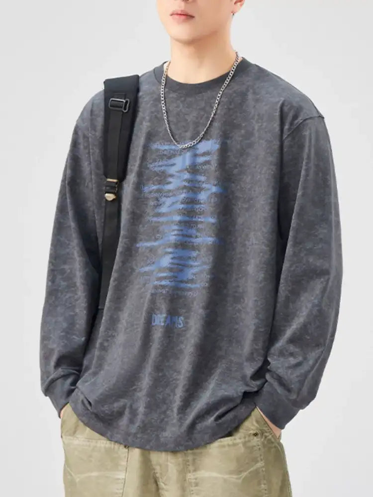 Men’s Plus Size Casual Graphic Long Sleeve T-Shirt