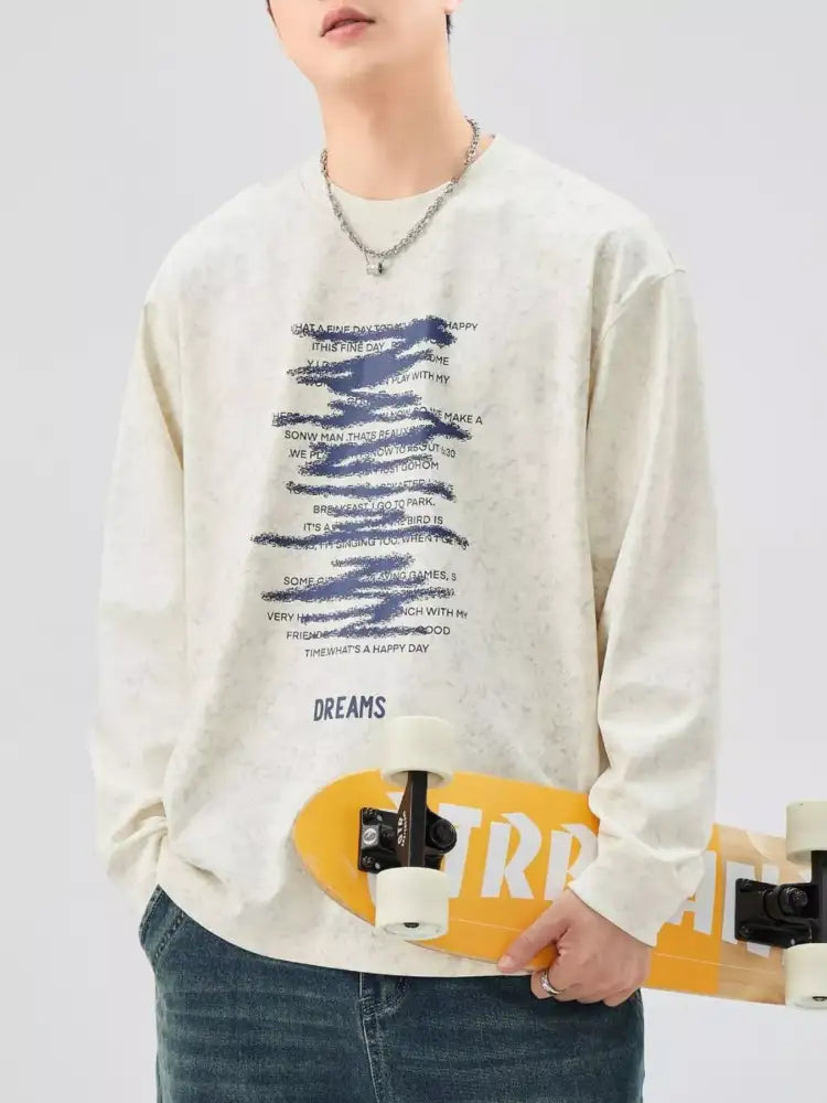 Men’s Plus Size Casual Graphic Long Sleeve T-Shirt