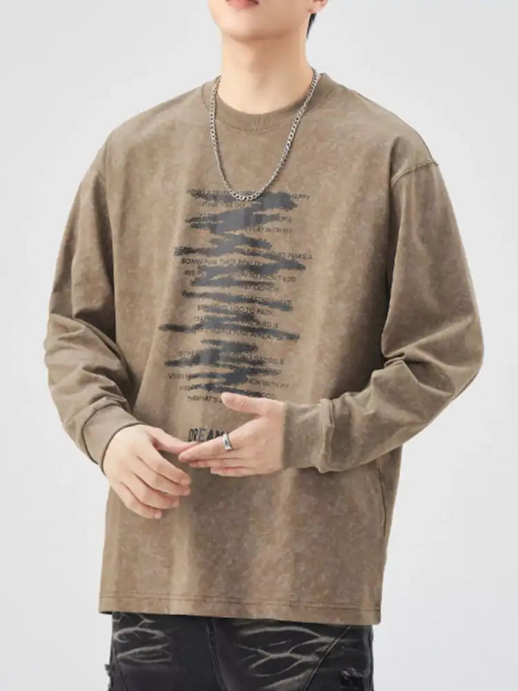 Men’s Plus Size Casual Graphic Long Sleeve T-Shirt