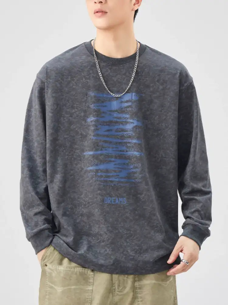 Men’s Plus Size Casual Graphic Long Sleeve T-Shirt