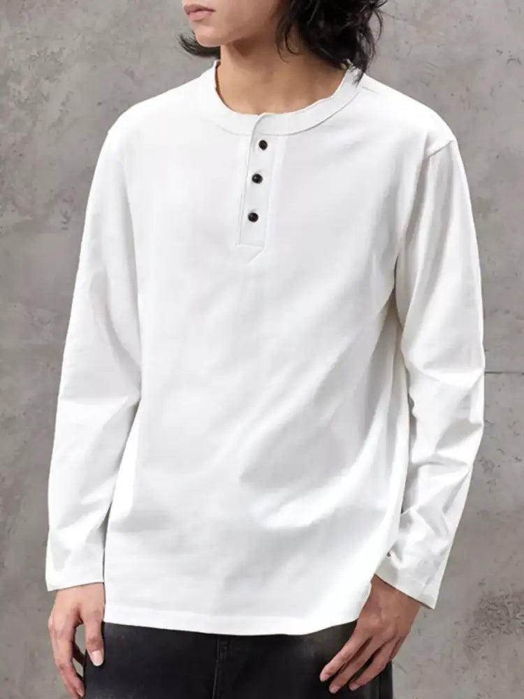 Men’s Plus Size Casual Henley Long Sleeve T-Shirt