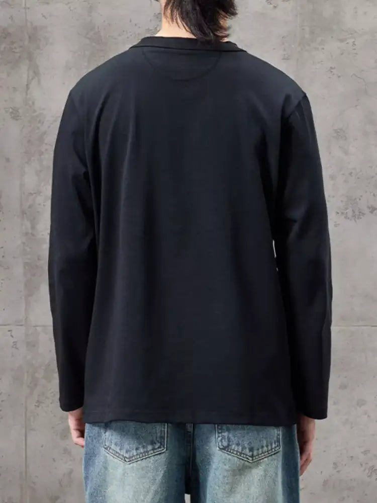 Men’s Plus Size Casual Henley Long Sleeve T-Shirt