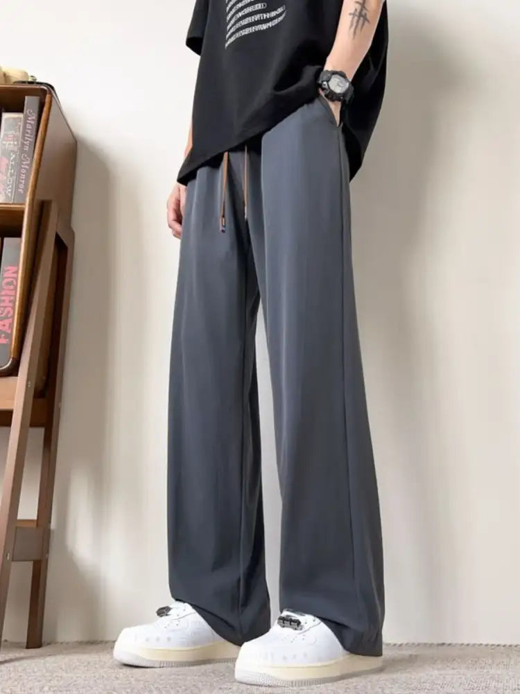 Men’s Plus Size Casual Wide Leg Drawstring Pants