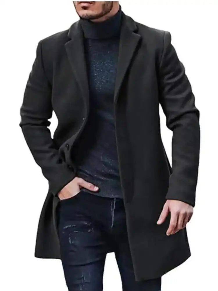 Men’s Plus Size Classic Long Sleeve Overcoat
