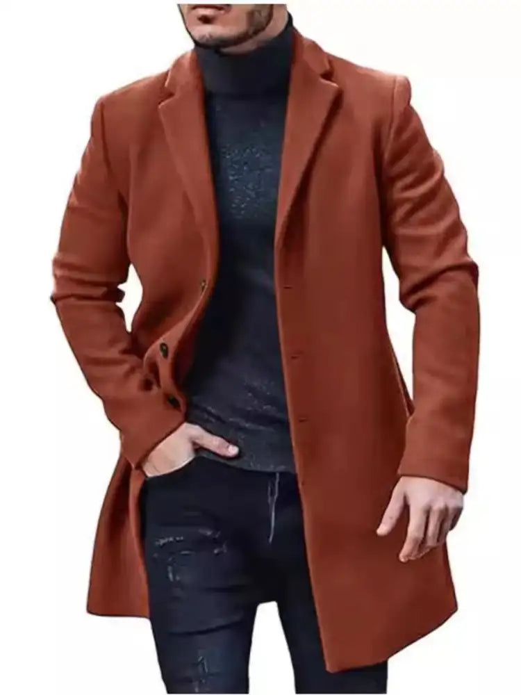 Men’s Plus Size Classic Long Sleeve Overcoat
