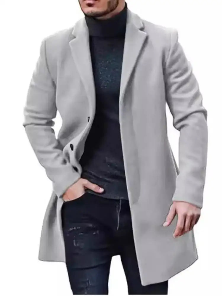 Men’s Plus Size Classic Long Sleeve Overcoat