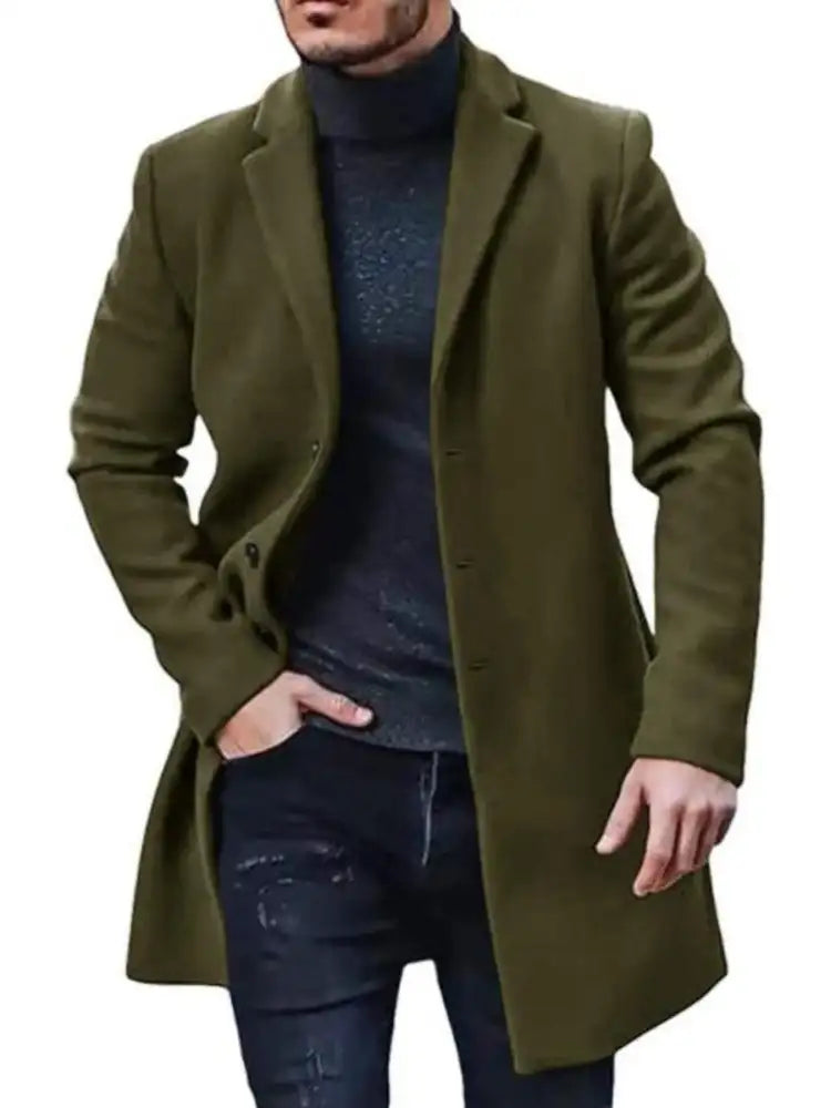 Men’s Plus Size Classic Long Sleeve Overcoat