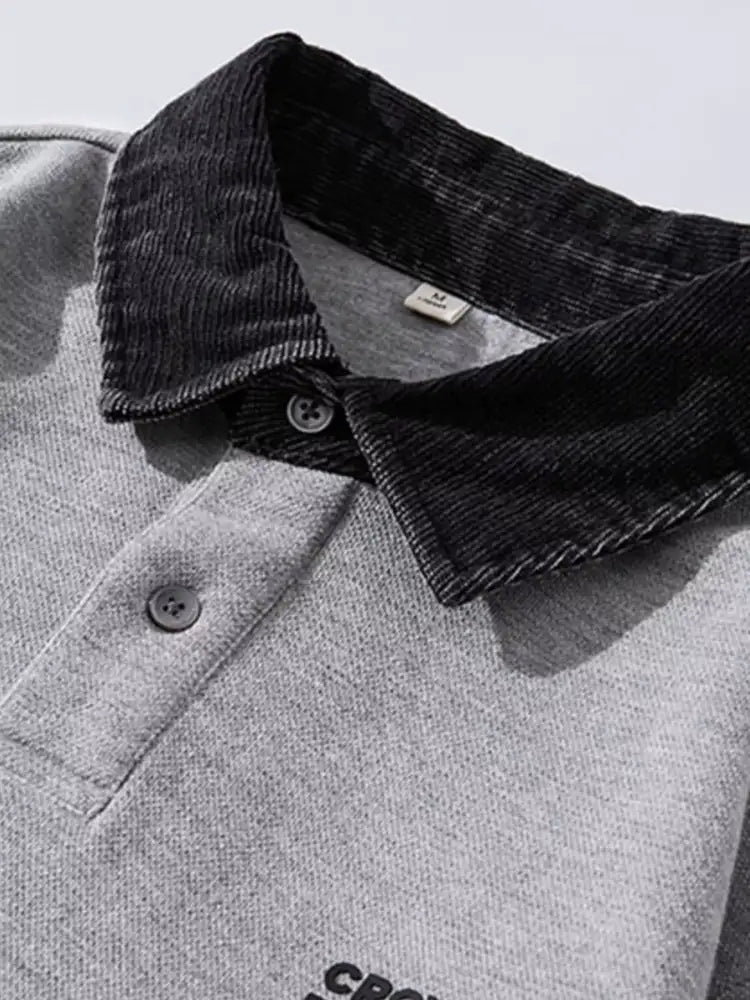 Men’s Plus Size Collared Neck Long Sleeve Polo