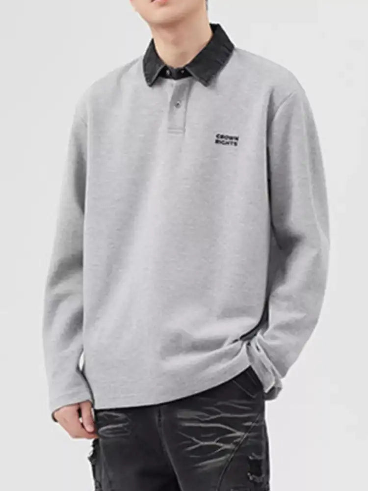 Men’s Plus Size Collared Neck Long Sleeve Polo