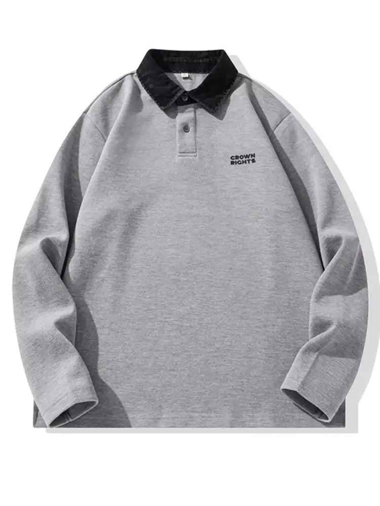 Men’s Plus Size Collared Neck Long Sleeve Polo