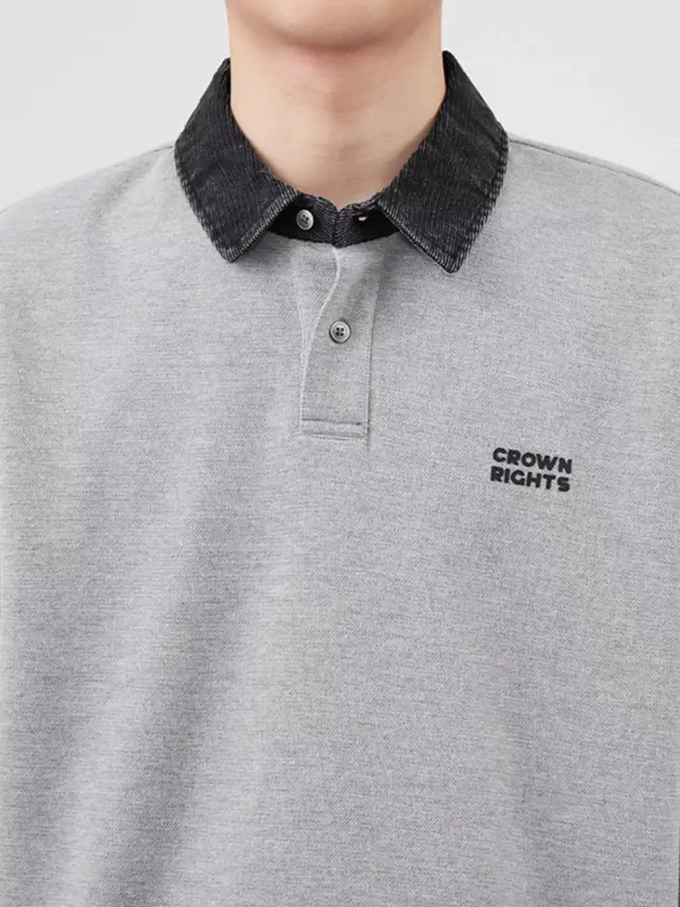 Men’s Plus Size Collared Neck Long Sleeve Polo