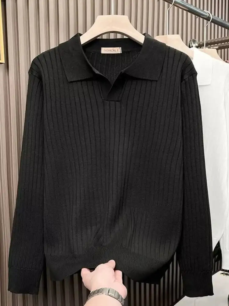 Men’s Plus Size Collared Neck Long Sleeve Polo