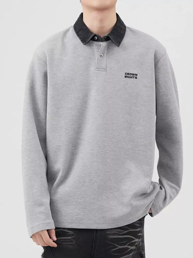 Men’s Plus Size Collared Neck Long Sleeve Polo