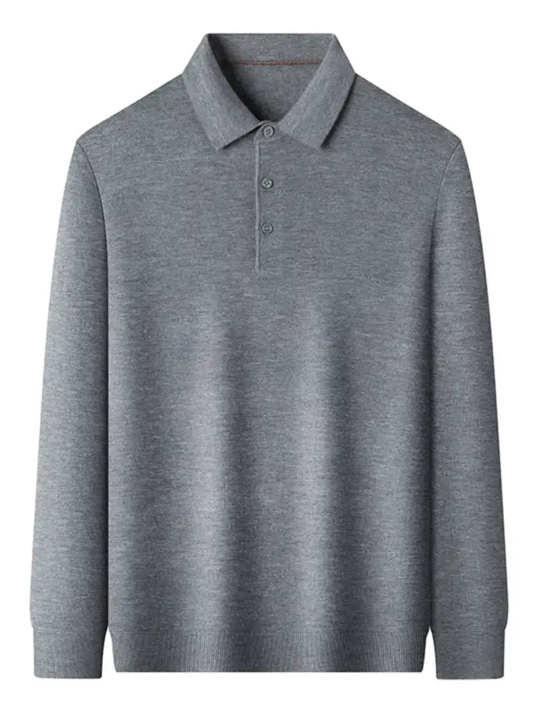 Men’s Plus Size Collared Neck Long Sleeve Polo Shirt