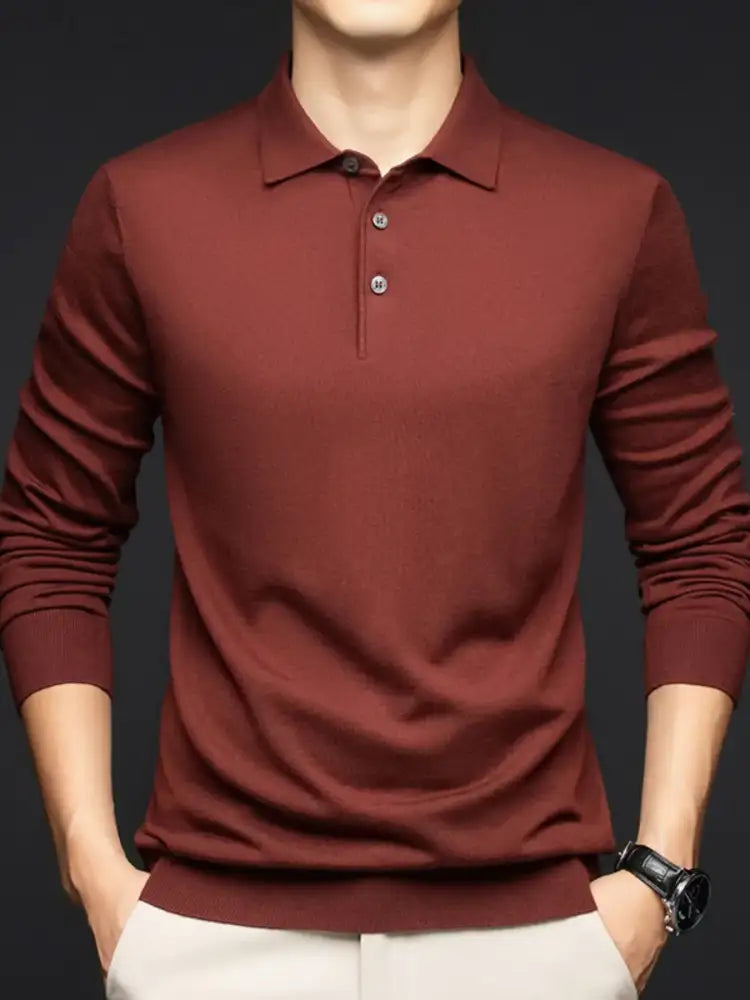 Men’s Plus Size Collared Neck Long Sleeve Polo Shirt
