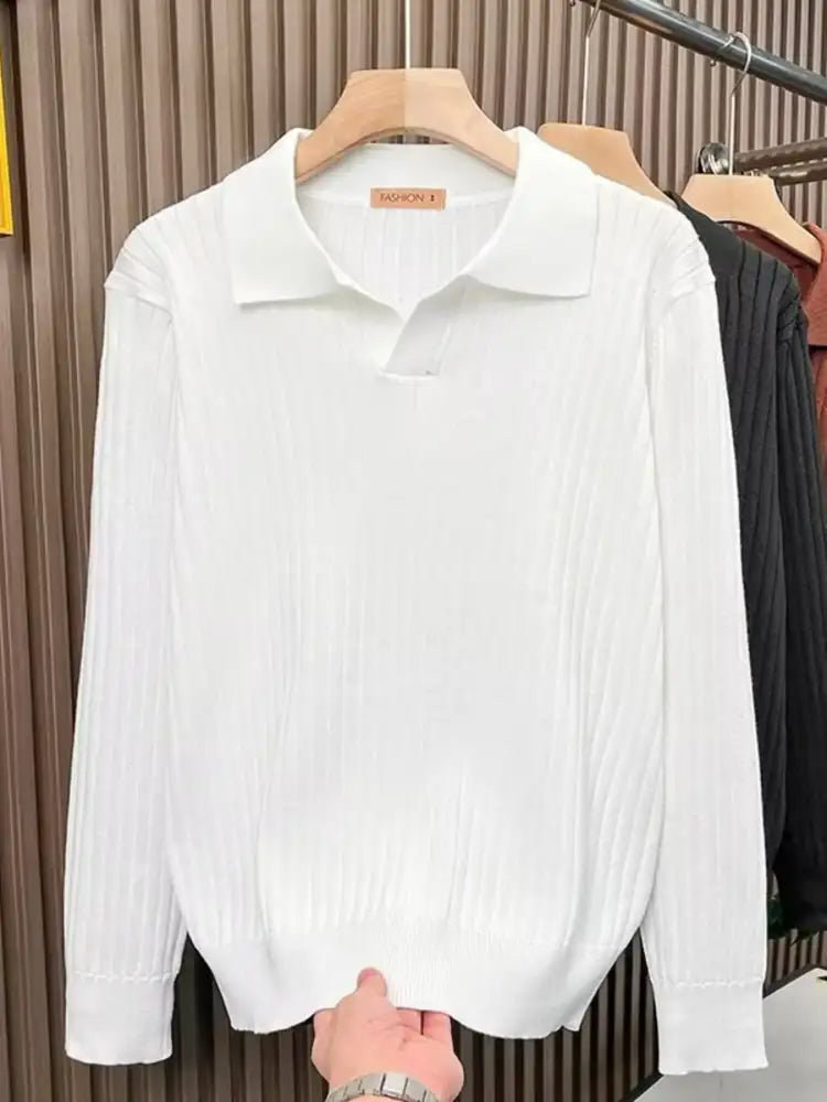 Men’s Plus Size Collared Neck Long Sleeve Polo