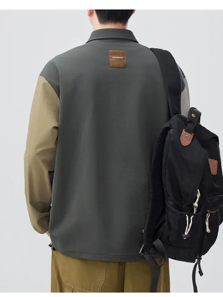 Men’s Plus Size Color Block Button Detail Polo