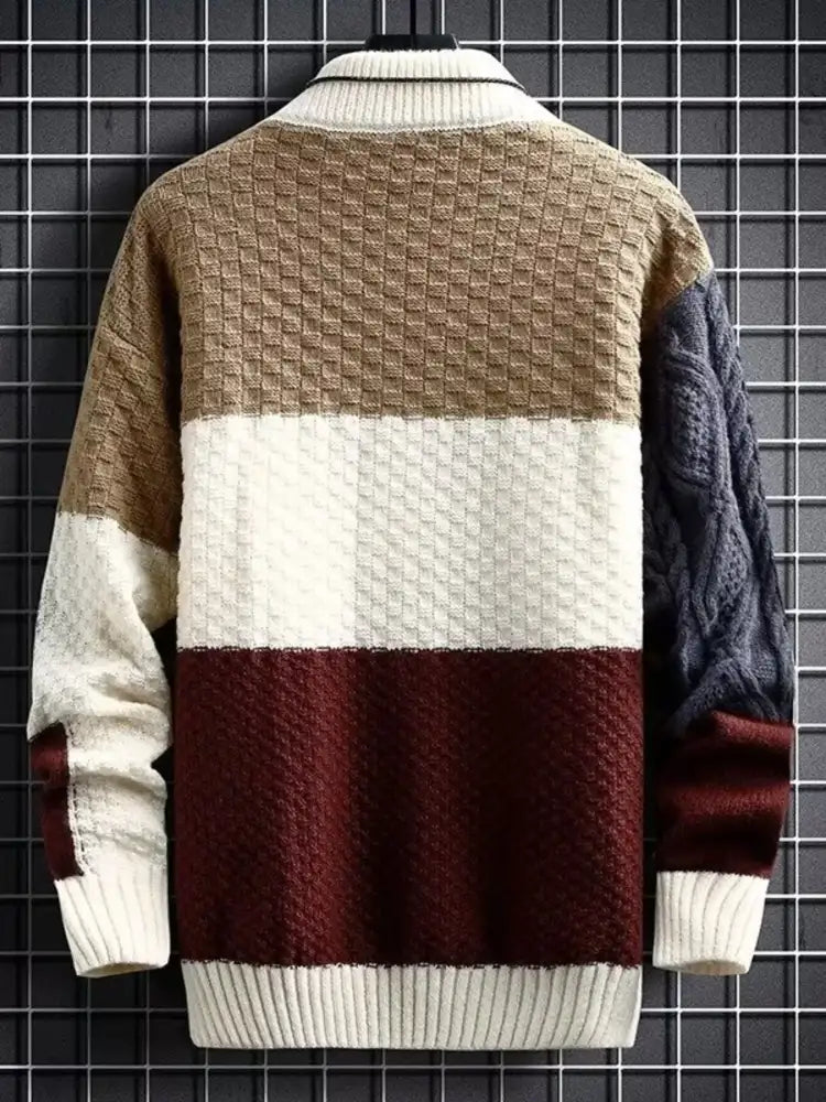 Men’s Plus Size Color Block Knitted Pullover