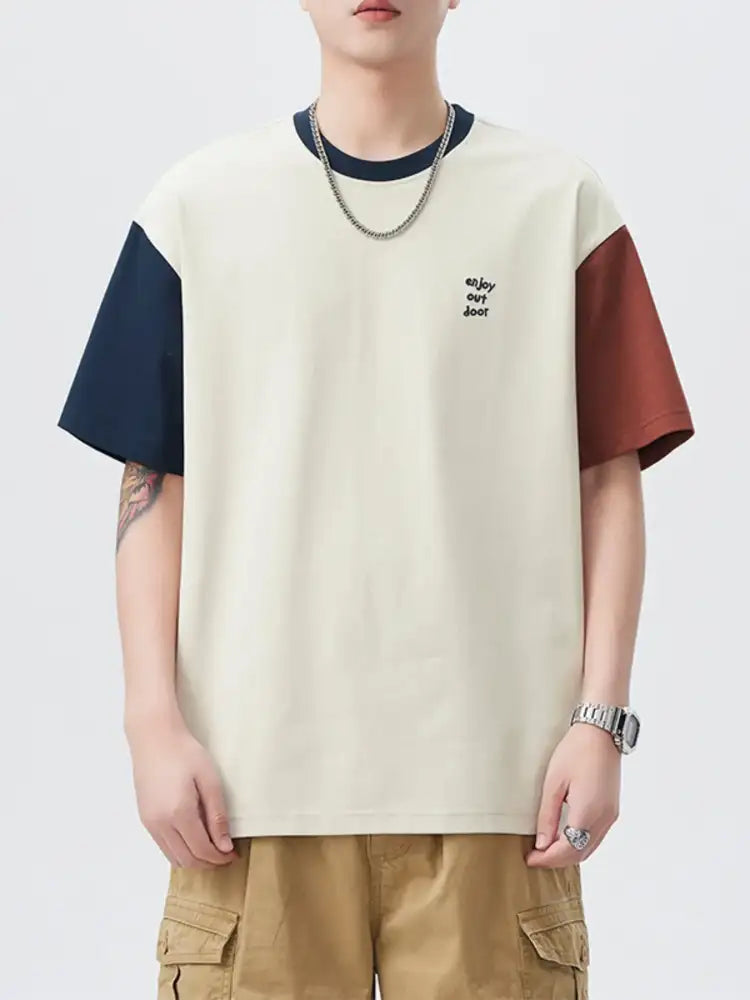 Men’s Plus Size Color Block Oversized T-Shirt