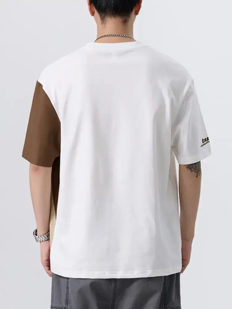 Men’s Plus Size Color Block Round Neck T-Shirt