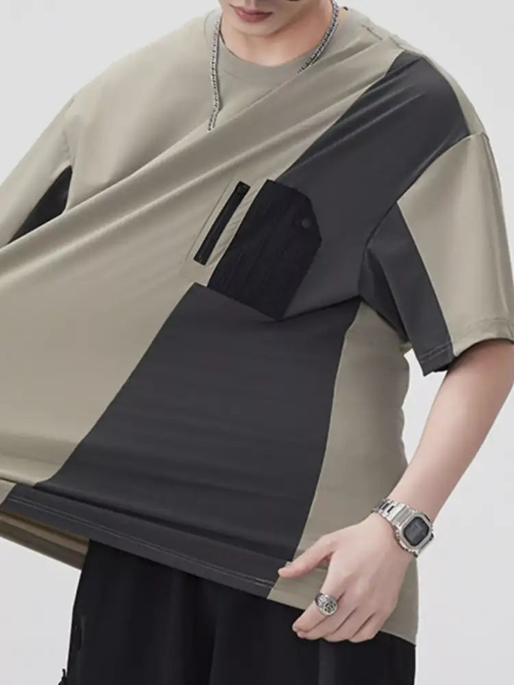 Men’s Plus Size Contrast Round Neck Half Sleeve T-Shirt