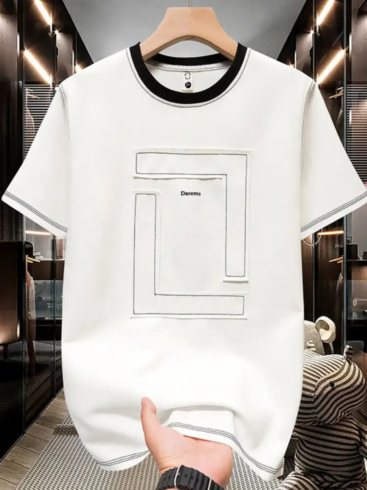 Men’s Plus Size Contrast Trim Round Neck T-Shirt