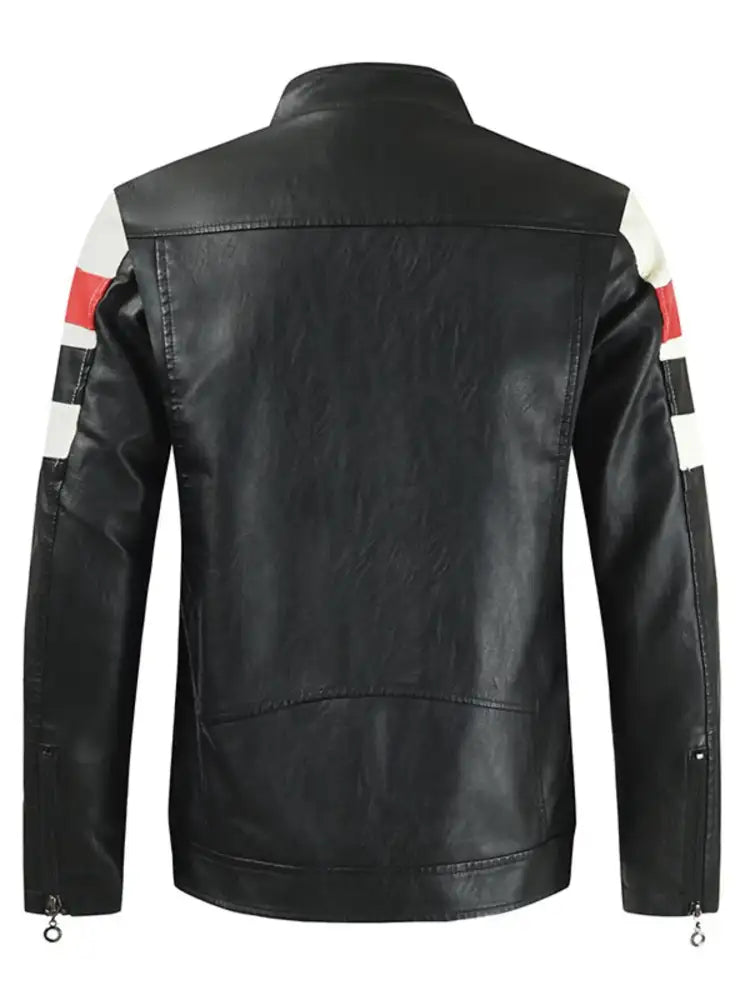 Men’s Plus Size Contrast Zip Up Long Sleeve Jacket