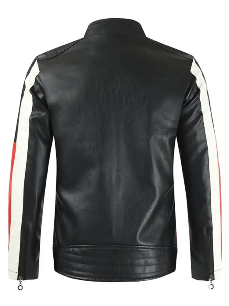 Men’s Plus Size Contrast Zip Up Long Sleeve Jacket