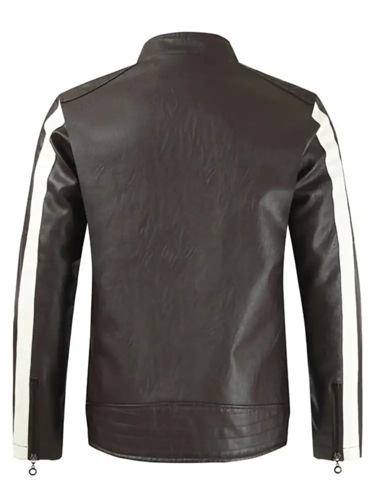Men’s Plus Size Contrast Zip Up Long Sleeve Jacket