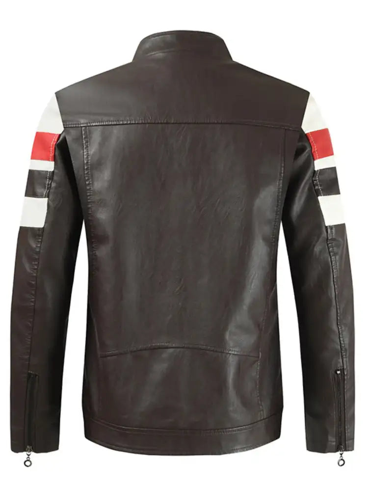 Men’s Plus Size Contrast Zip Up Long Sleeve Jacket