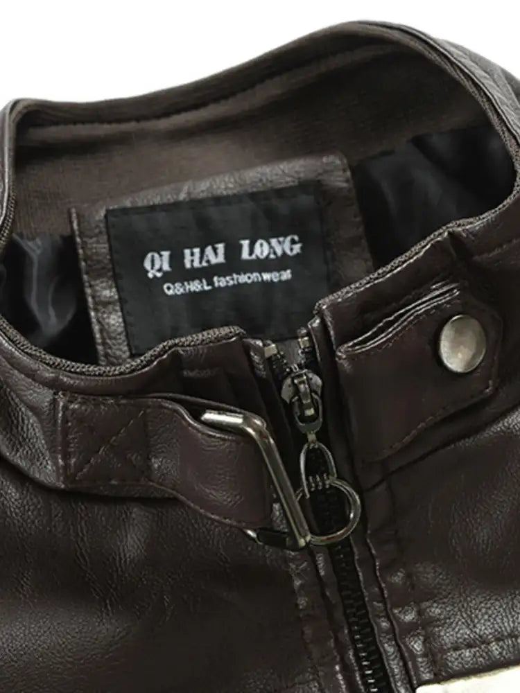 Men’s Plus Size Contrast Zip Up Long Sleeve Jacket