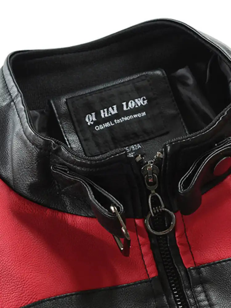 Men’s Plus Size Contrast Zip Up Long Sleeve Jacket