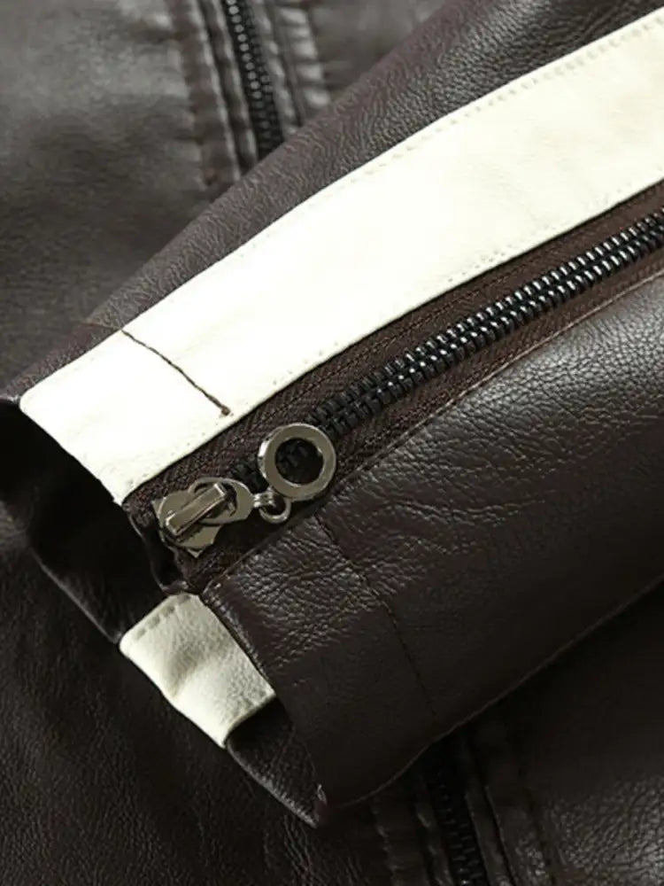 Men’s Plus Size Contrast Zip Up Long Sleeve Jacket