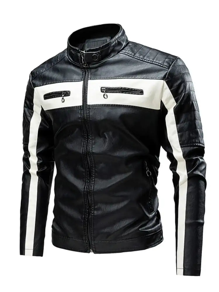 Men’s Plus Size Contrast Zip Up Long Sleeve Jacket