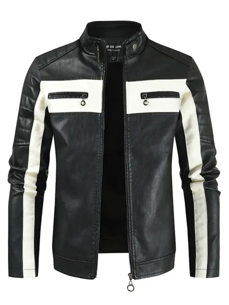 Men’s Plus Size Contrast Zip Up Long Sleeve Jacket