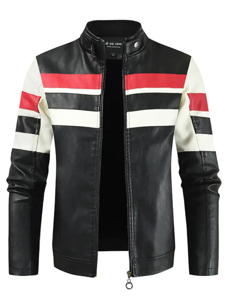 Men’s Plus Size Contrast Zip Up Long Sleeve Jacket