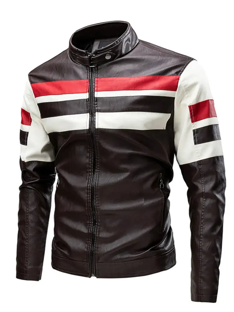 Men’s Plus Size Contrast Zip Up Long Sleeve Jacket