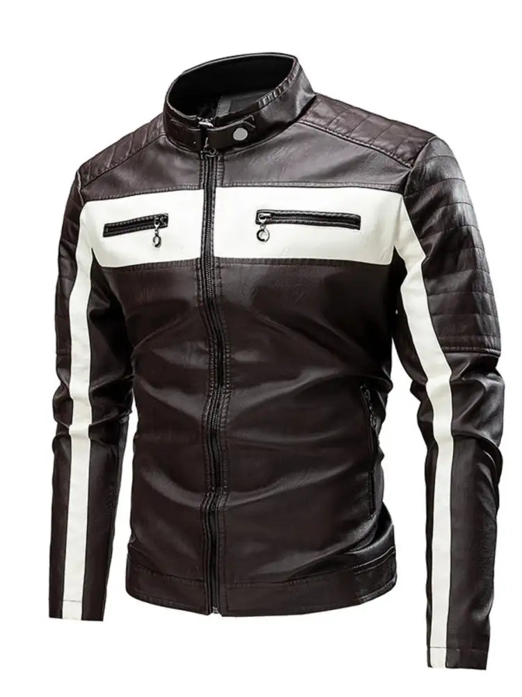 Men’s Plus Size Contrast Zip Up Long Sleeve Jacket