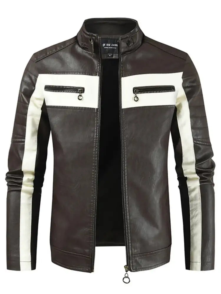 Men’s Plus Size Contrast Zip Up Long Sleeve Jacket