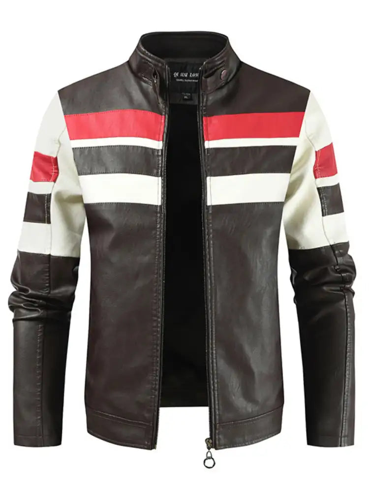 Men’s Plus Size Contrast Zip Up Long Sleeve Jacket