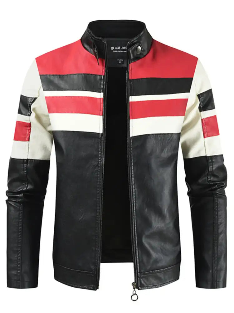 Men’s Plus Size Contrast Zip Up Long Sleeve Jacket