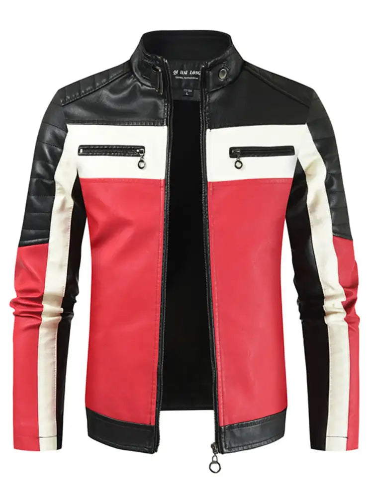 Men’s Plus Size Contrast Zip Up Long Sleeve Jacket