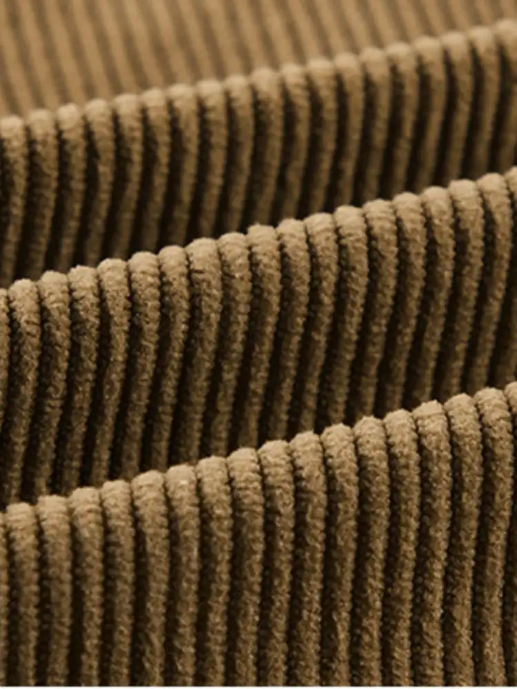 Men’s Plus Size Corduroy Button-Up Jacket with Chest Pockets