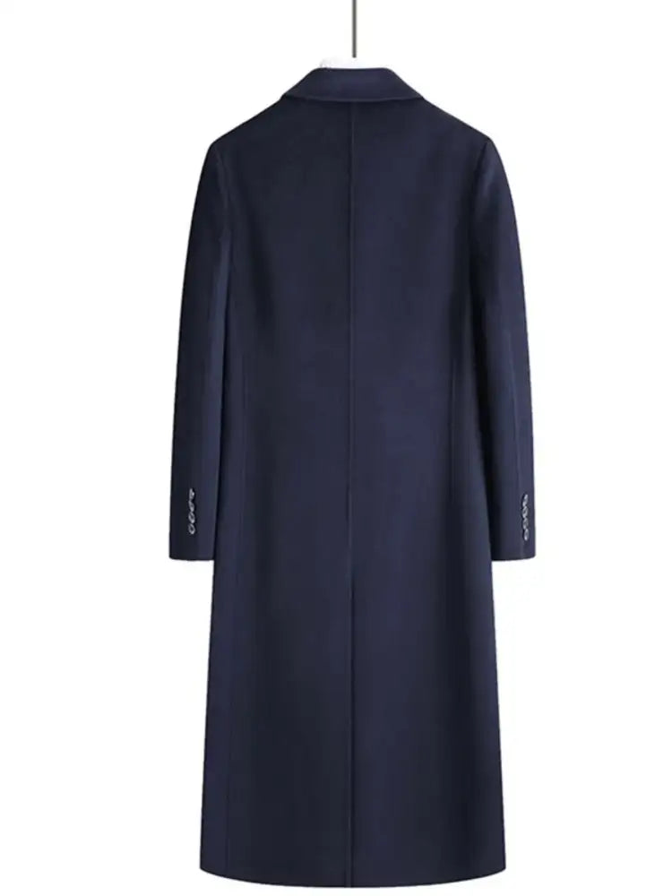 Men’s Plus Size Double-Breasted Long Wool Coat