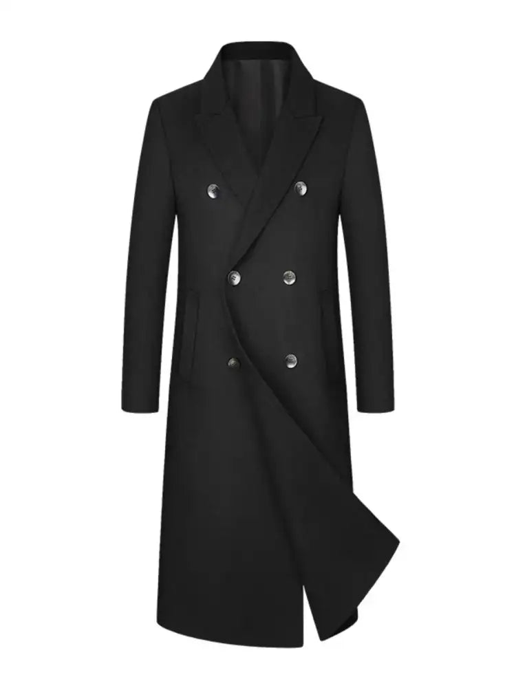 Men’s Plus Size Double-Breasted Longline Coat