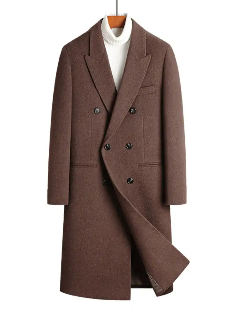 Men’s Plus Size Double-Breasted Wool Overcoat