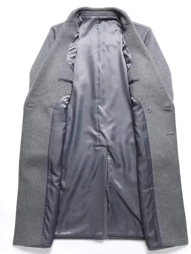 Men’s Plus Size Double-Breasted Wool Overcoat